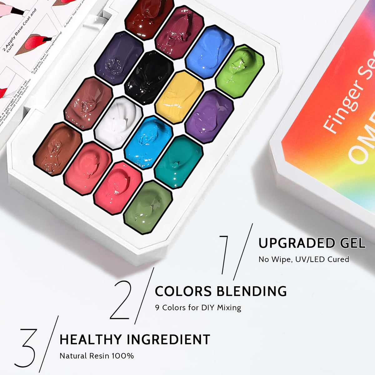 Sponge Pat Paint Nail Gel, Ombre Nails Gradient Gel Nail Blush Blooming Aura Nails Drawing Stripper Floral Painting DIY Nail Art, No Wipe, UV/LED Curing (16 Colors B)