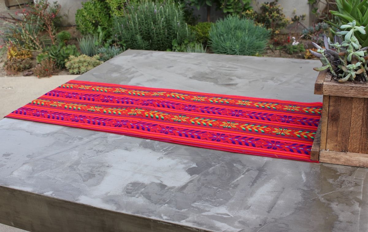 Del Mex Woven Rebozo Style Mexican Table Runner Scarf (Red)