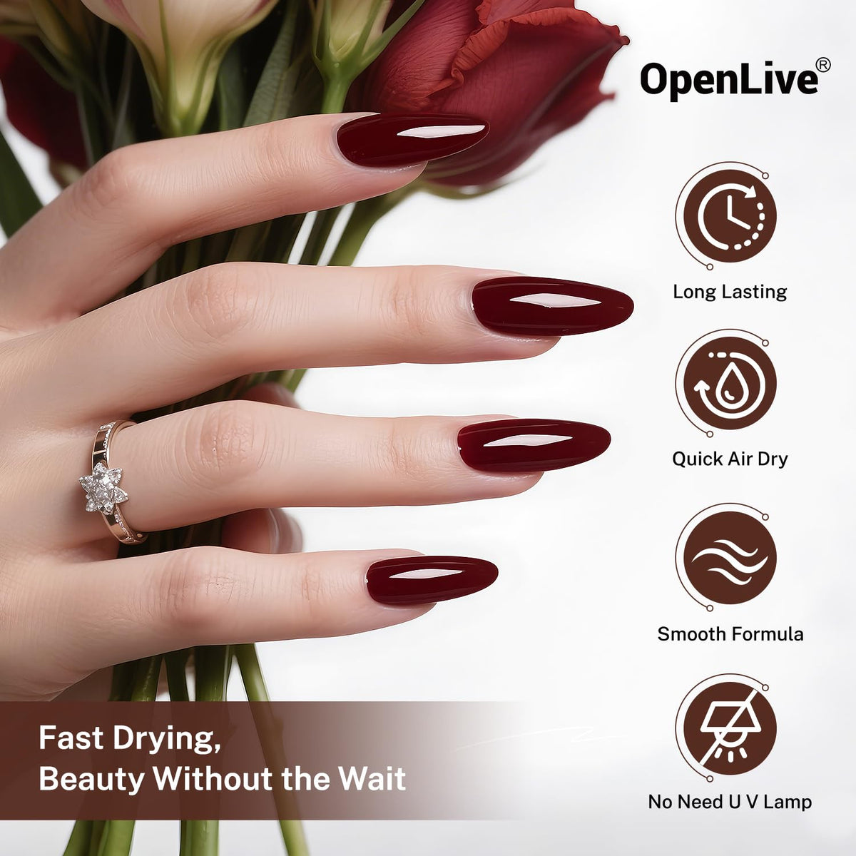 16.5ml Brown Nail Polish Large Volume Quick Drying Nail Polish, Fast Drying and Long Lasting Color Nail Art DIY Home Manicure Gift for Women