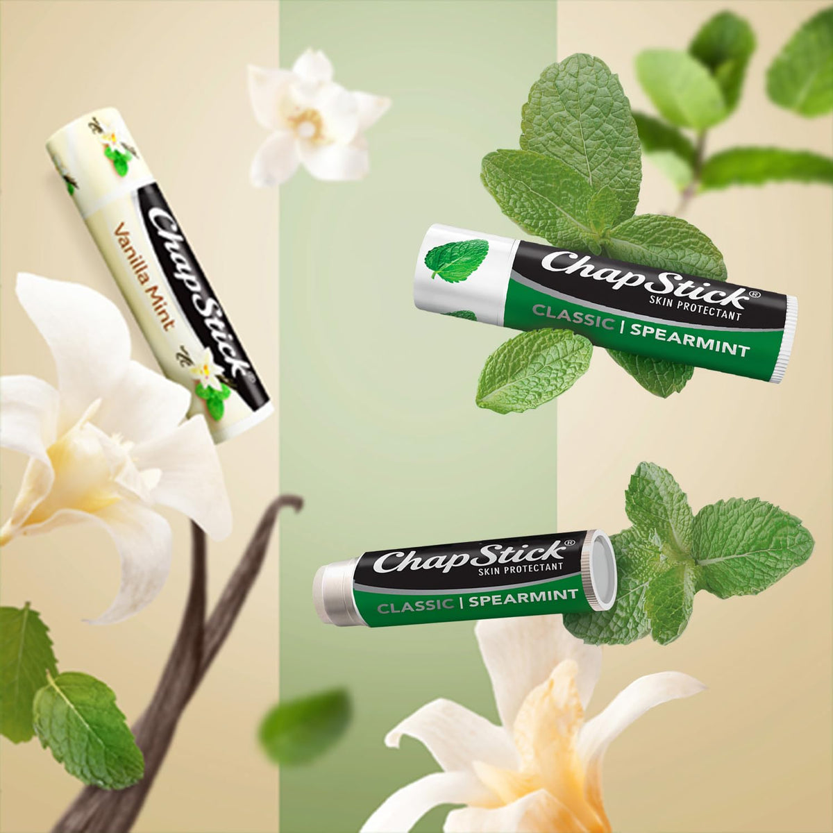 ChapStick Lip Balm, Mint Favorites (Vanilla Mint, Minty Delight, and Peppermint) + 2 Classic Spearmint, 0.15 Oz Ea (5 Piece Set)