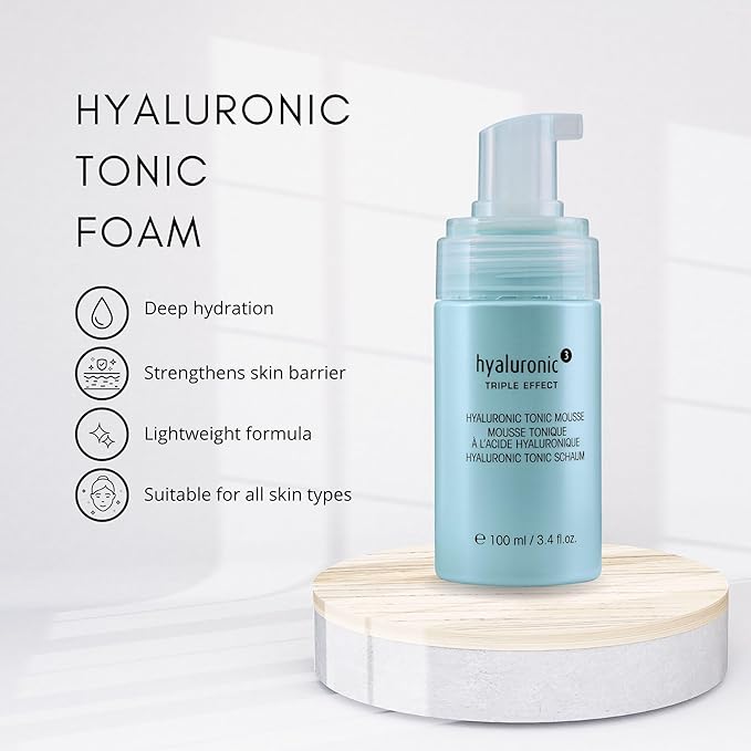 être belle Hyaluronic Triple Effect Tonic Mousse, Skin Care for Women, Hydrating Toner Foam, Made with Hyaluronic Acid, Witch Hazel & Kiwi Extract for All Skin Types, 100 mL