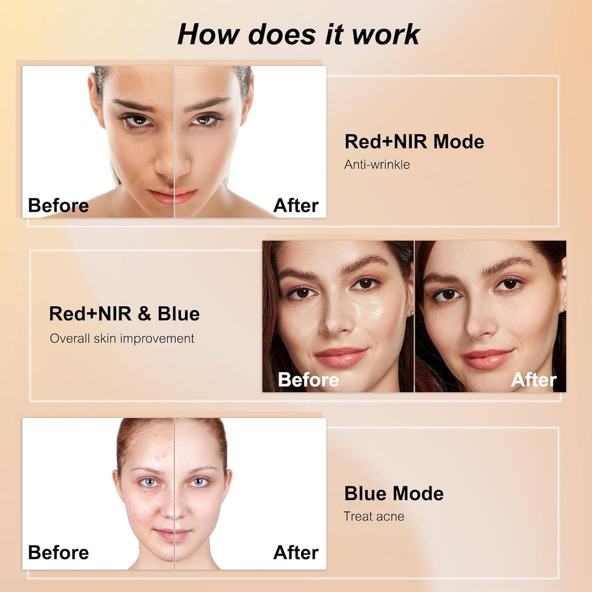 Beauty LED Light Mask -infrared light therapy red light therapy led facial light Photons Facial Skin Care Wrinkle reduce anti-acne facial light acne treatment beauty device