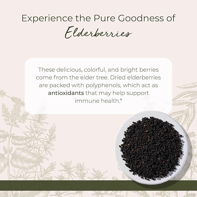Starwest Botanicals Whole Elderberries - Dried Elderberries for Syrup, Tea, Gummies, & Jam, Immune Support, Certified Kosher, Wildcrafted Natural Berries - Bulk 1 lb Bag