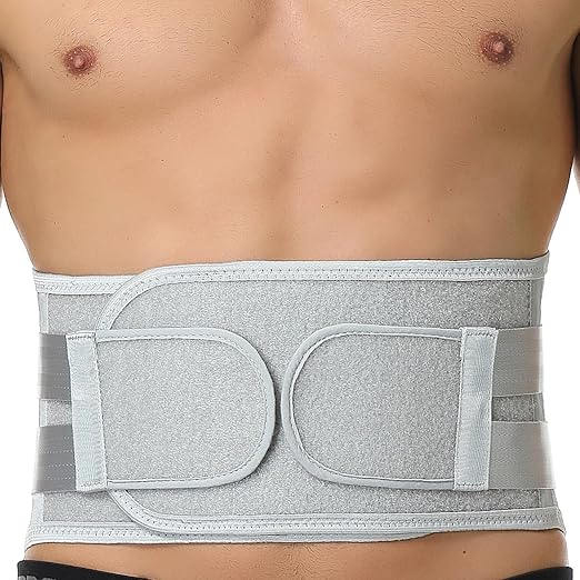NeoTech Care Back Support Belt - Breathable & Adjustable Lower Back Brace - Double Pull Compression Straps (Grey, Size L)