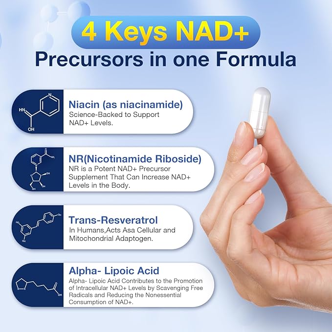 NAD+ Supplement 1000mg & Niacin(Vitamin B3) 500mg, Nad Plus Boosting Supplement for Woman and Man, Nicotinamide Riboside (NR) Supports Anti-Aging, Energy, Brain, Muscle, Non-GMO, Gluten-Free,74