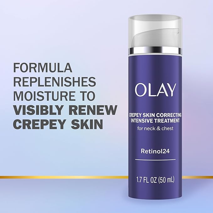 Olay Treatment Cream Intensive Crepey Skin Correcting for Neck & Chest with Retinol24, Vitamin B3 Complex, Deeply Hydrates, Renews & Smoothes Skin, 1.7 fl oz