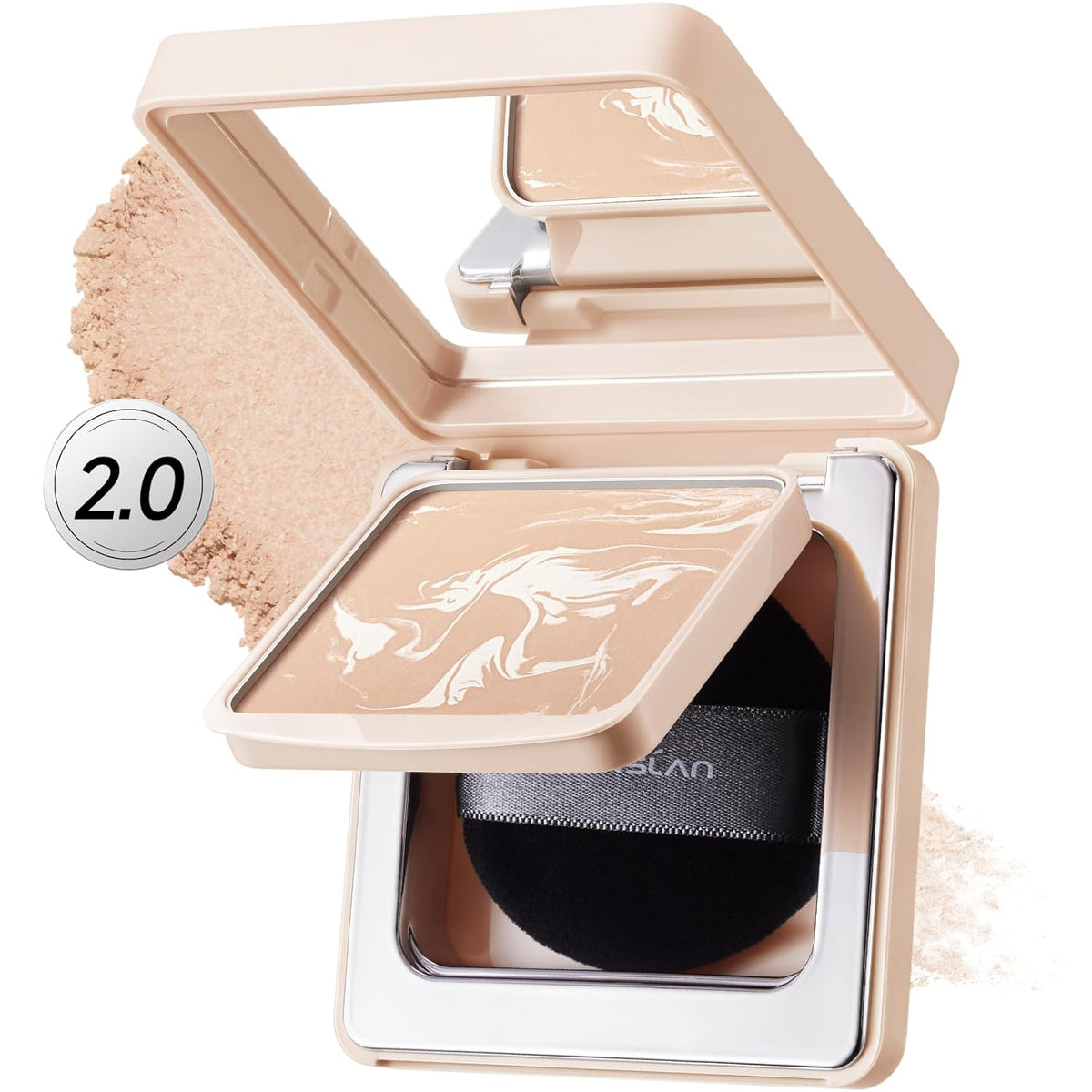 2.0 Black Magnet Soft Focus Powder, Waterproof Translucent Pressed Setting Powder, 24H Longlasting Talc-Free Face Powder, Oil Control Compact Makeup,04 Warm Ivory For Dry&Com Skin, 0.28Oz