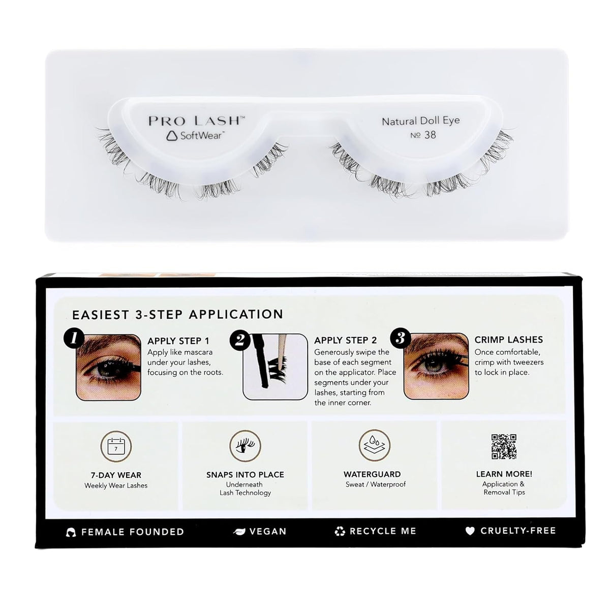 Pro Lash SoftWear Clean Girl Mini Lash Clusters Kit - Natural-Looking, Lightweight Lashes - 7-Day Cluster Eyelash Extensions - Waterproof Lashes Clusters - Single Set - Doll Eye No. 38