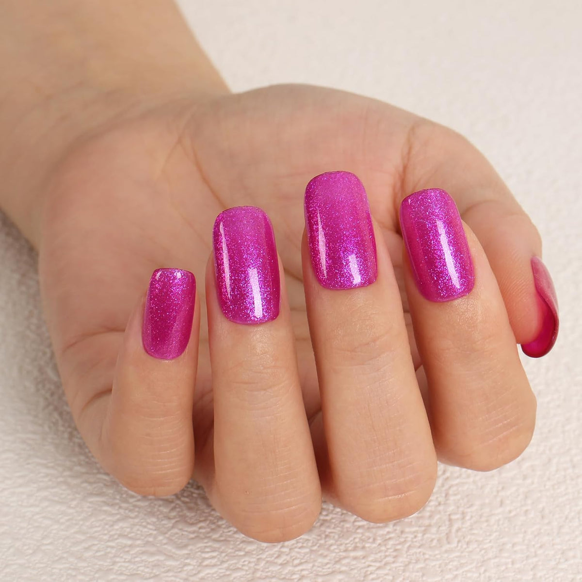 Glitter Gel Nail Polish,Sparkly Shimmer Fuchsia Gel Polish, 15ml UV/LED Soak Off Purple Gel Polish for Manicure Salon or DIY Nail Art at Home,Women Girls Gift - GP0092