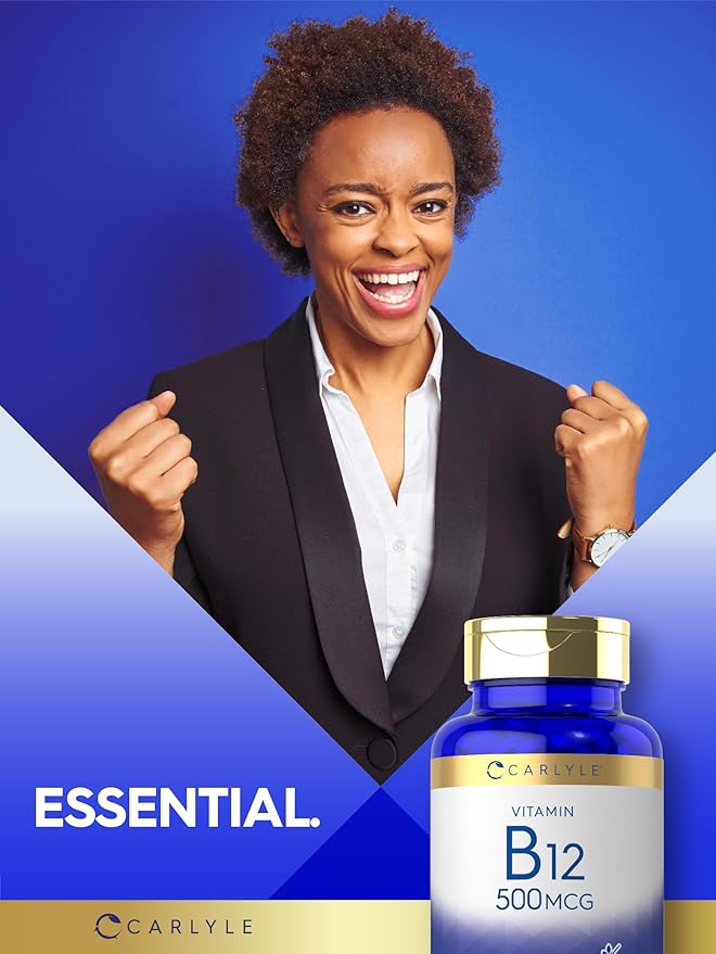Carlyle Vitamin B-12 500mcg | 300 Tablets | Vegetarian, Non-GMO, Gluten Free Supplement