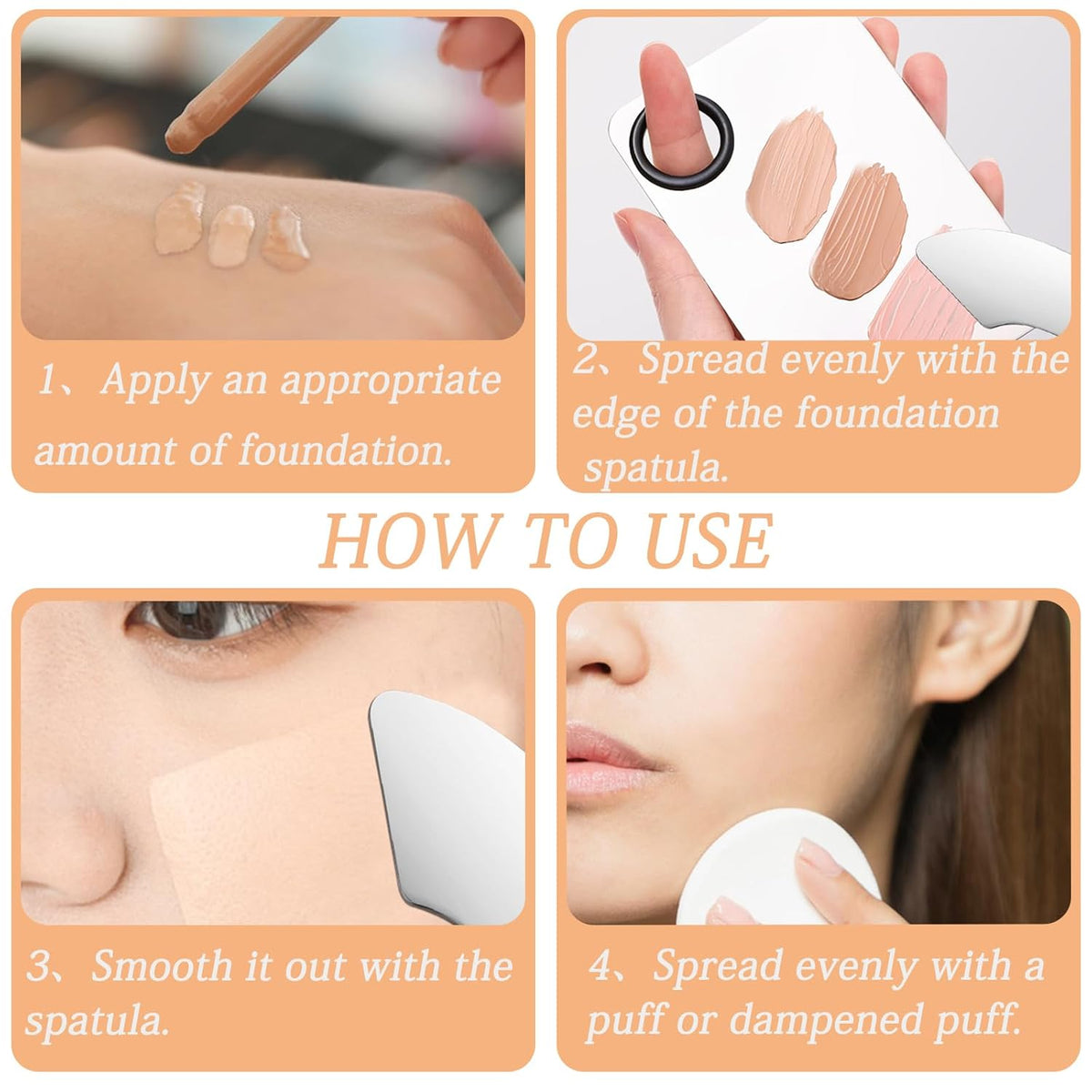 3 Pcs Makeup Foundation Spatula Spoon Tool Set, Make Up Mixing Palette Tray, Stainless Steel Skin Care Spatula, Cosmetic Scoop Scraper for Skincare Face Eye Cream (Silver)