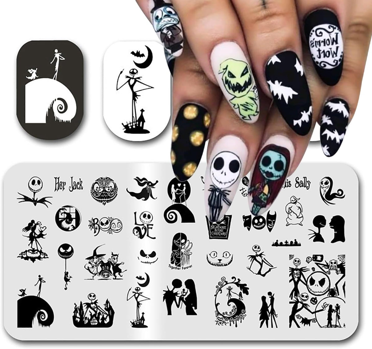 Halloween Nail Stamping Plate Nightmare Christmas Nails Stamping Kit The Day of Dead Ghost Holiday Nail Stamping Plate Halloween Nail Stamper Kit for Women Girls DIY Salon