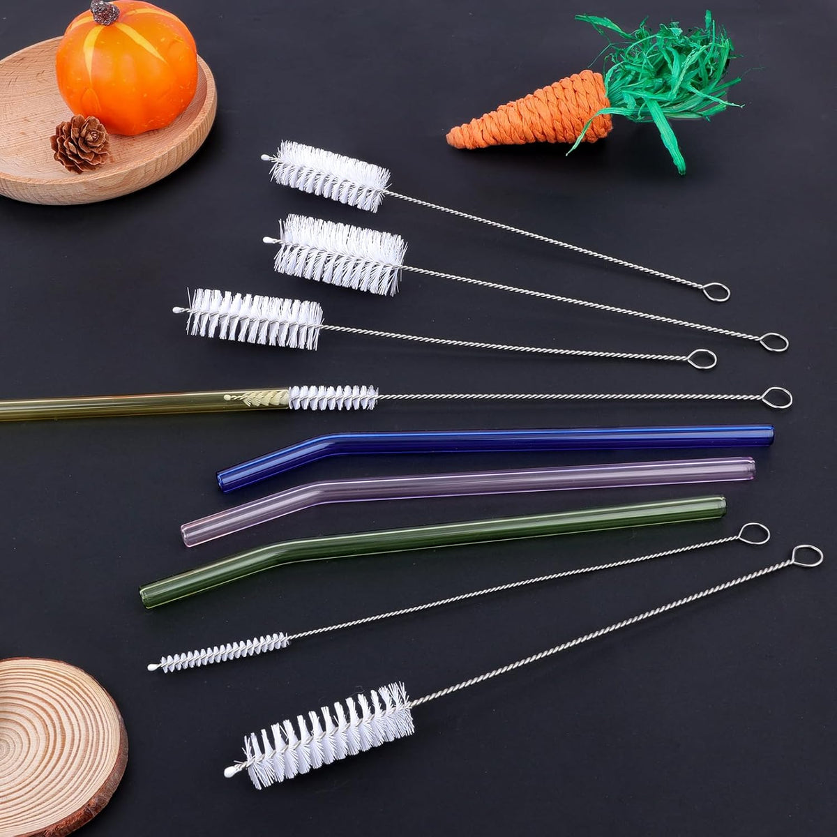 AZEN 15 Pack Straw Cleaner Brush Set, 12 inch Extra Long, 5 Different Diameters Reusable Cleaning Brush for Sippy Cup, Water Bottle and Tubes