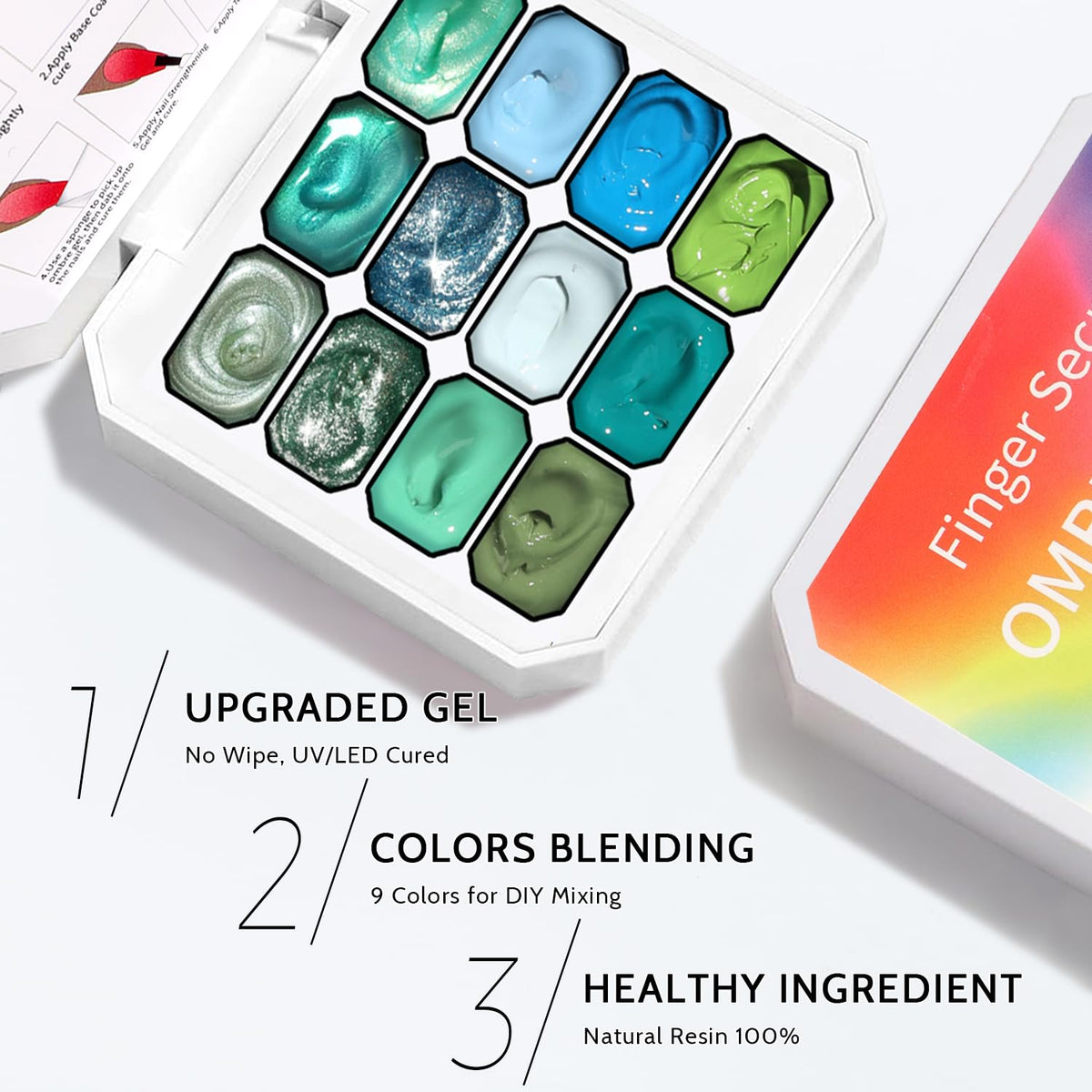 Sponge Pat Paint Nail Gel, Ombre Nails Gradient Gel Nail Blush Blooming Aura Nails Drawing Stripper Floral Painting DIY Nail Art, No Wipe, UV/LED Curing (12 Colors E)