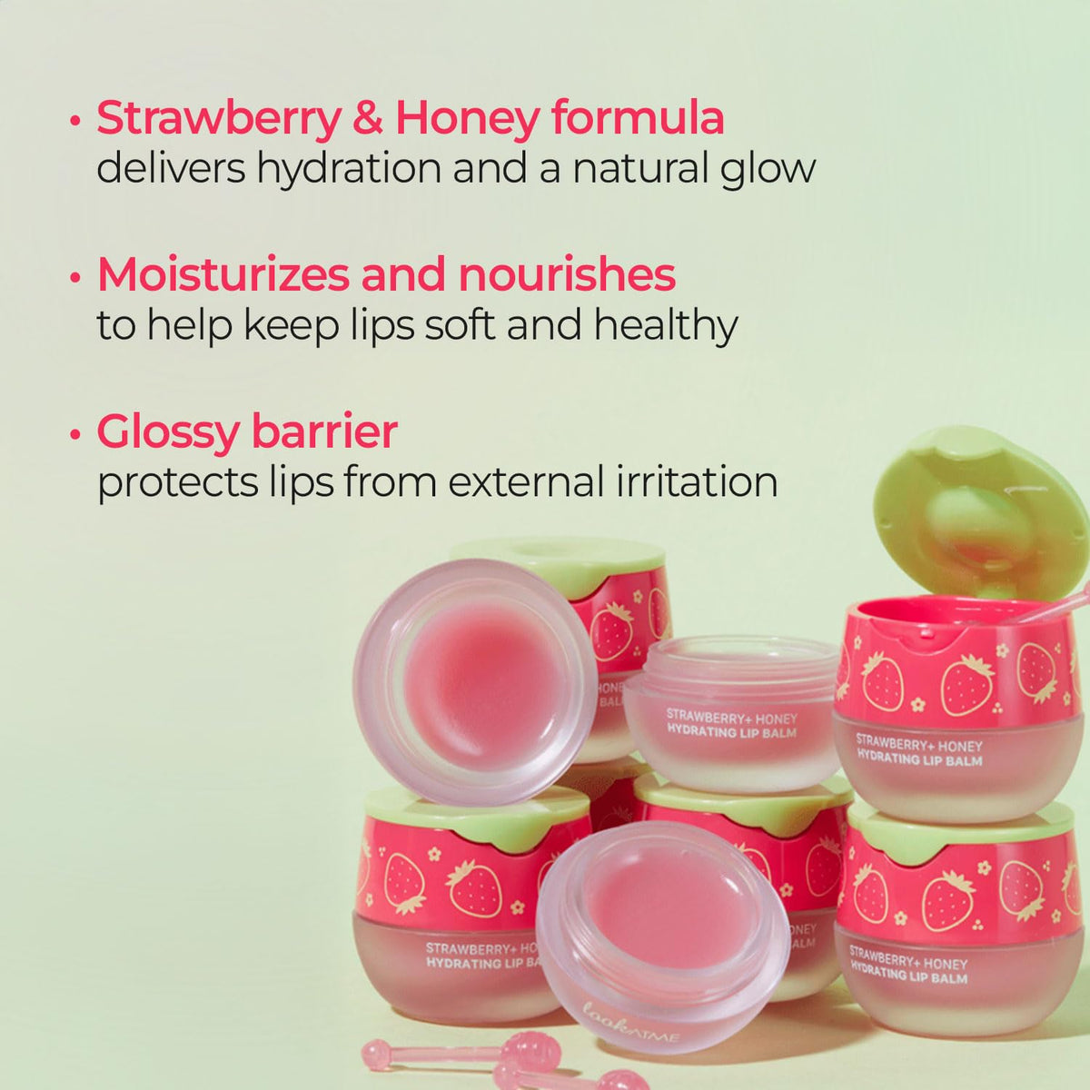 Look At Me Strawberry Honey Moisturizing Lip Balm, Natural Ingredients, Korean Skin Care, Long-Lasting Moisture, Gifts For Women (0.2 fl.oz.)