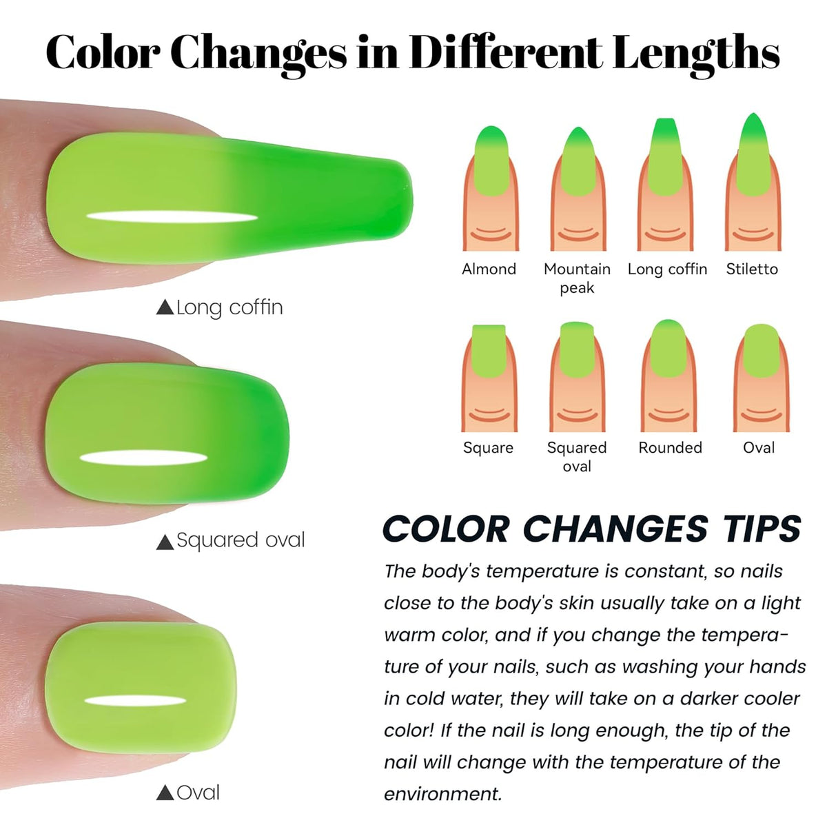 YTD Likomey Color Changing Gel Nail Polish,15ml Light Yellow To Bright Green Mood Temperature Change Colors UV Nail Varnish,Fall Winter Thermal Salon Quality UV Color Manicure Gel,HEMA Free WB433