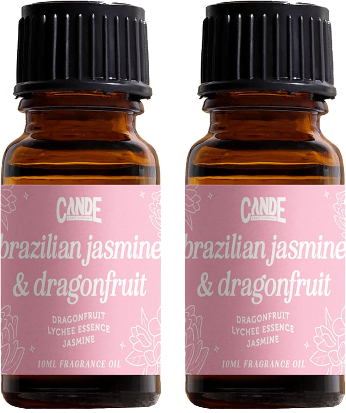 CANDECraftCo Premium Fragrance Oil – Diffuser Oils Fragrances Scented for Home, Candle Soap Making Supplies, Aromatherapy Blends for House (0.34 Fl Oz) (2-Pack, Brazilian Jasmine & Dragonfruit)
