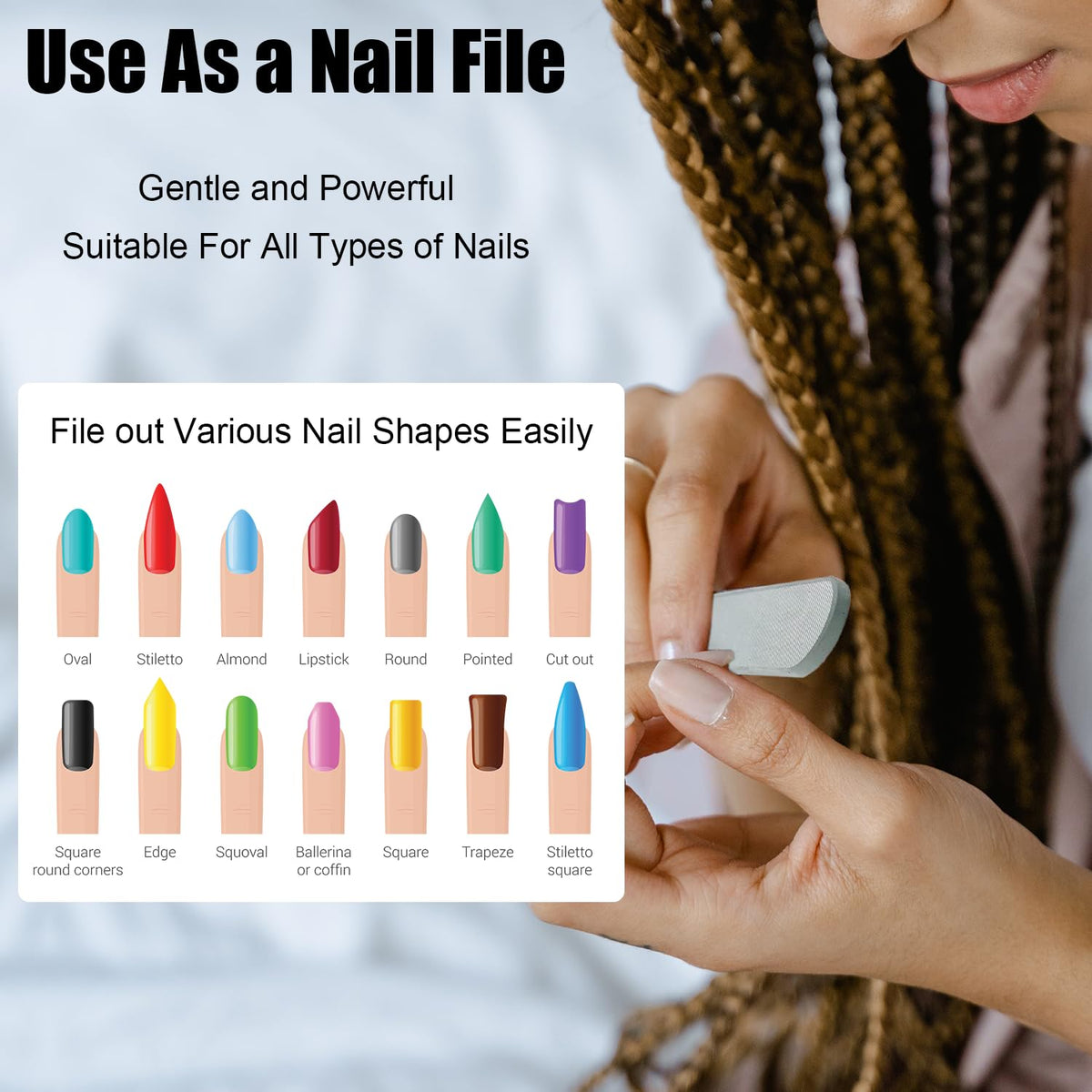 Nano Glass Nail Shiner Kit, Multi-Purpose Nail Buffer for Shaping Buffing and Polishing Natural Nails, Fine Crystal Nail Files Set, Professional Manicure Tools for Home and Salon Use, 2 Pack