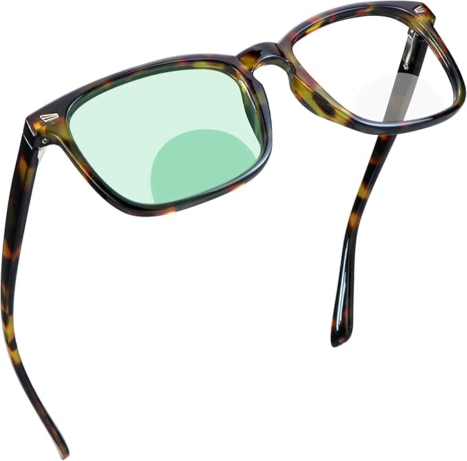 YEIN Bifocal Reading Glasses with Blue Light Blocking Lenses, Bifocal Reader for Women and Men, Vintage Square frame with Spring Hinge (+0.75/+3.50 magnification)