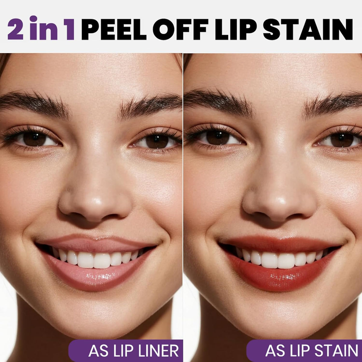 Lip Stain Peel Off, All Day Lip Liner Tint with Tweezer, Long Lasting Waterproof Transfer-Proof, Matte Lip Stains Makeup, Highly Pigmented Color, Toffee Rose