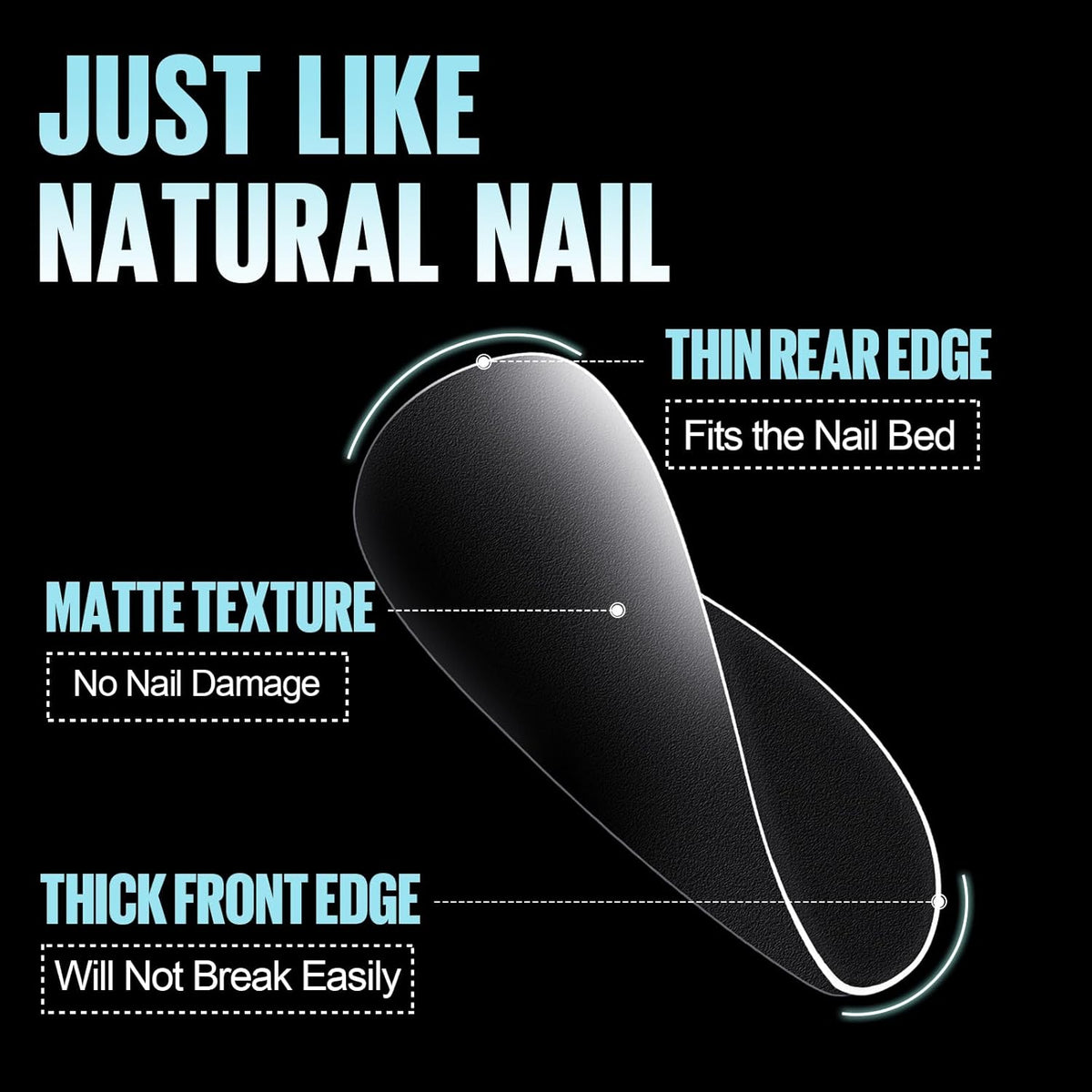TOMICCA Short Almond Nail Tips, 360Pcs Full Cover Double Sided Matte Gel Nails,15 Sizes Acrylic Short Fake Nails for Nail Extensions Home Diy Salon
