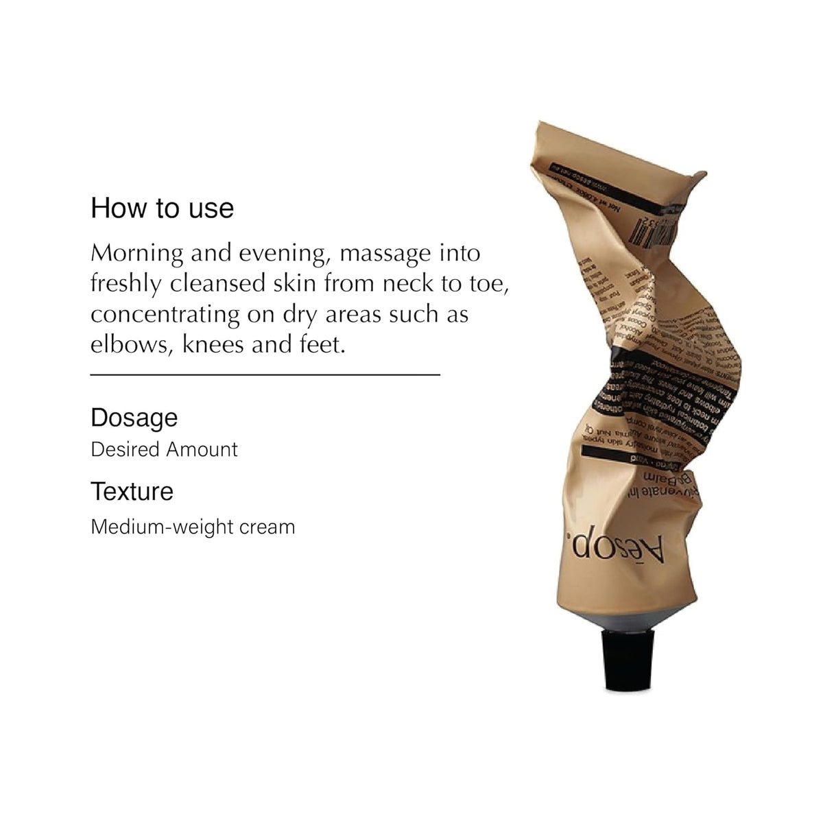 Aesop Rejuvenate Intensive Travel Body Balm | Deeply Nourish Very Dry Skin with Shea Butter and Coconut Oil | 3.4oz / 100 mL