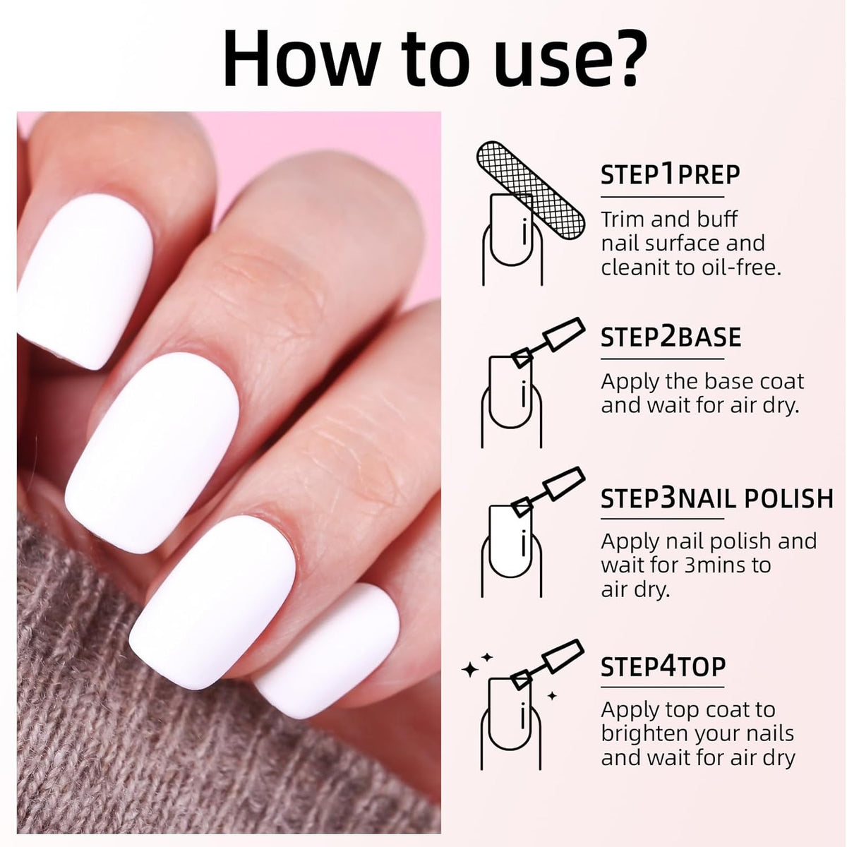 Major Dijit Matte Nail Polish Air Dry Nail Art Varnish (White, 10 ML)