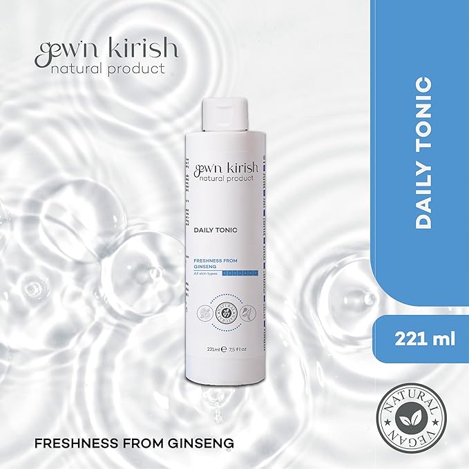 Gew’n Kirish Daily Tonic – Purifying & Hydrating Face Toner with Ginseng, Balances Sebum & Revives Skin, Suitable for Oily, Dry & Sensitive Skin, 7.5 fl oz