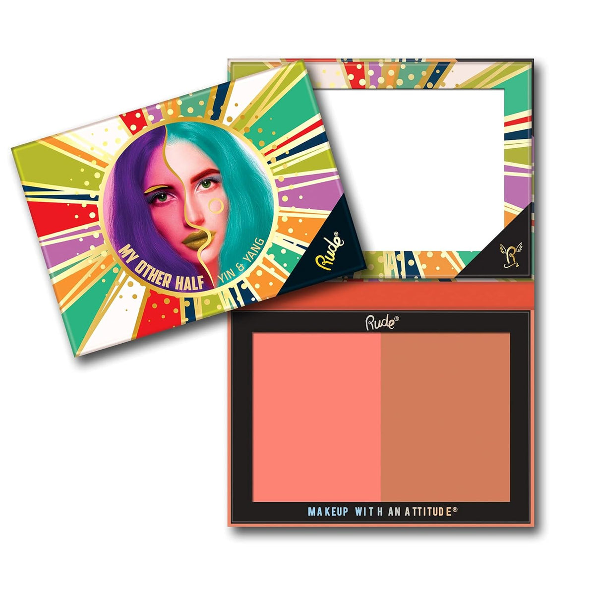 My Other Half Duo Shade Face Palette - Yin and Yang by Rude Cosmetics for Women - 0.4 oz Makeup