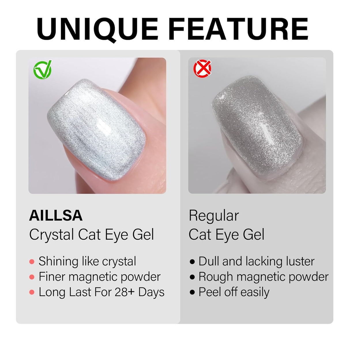 AILLSA Glass Cat Eye Gel Nail Polish, 15ml Nude Glitter Jelly Sheer Gel Polish, Translucent Magnetic Shimmer Sparkle Nail Art U V Salon 0.5 OZ GF38