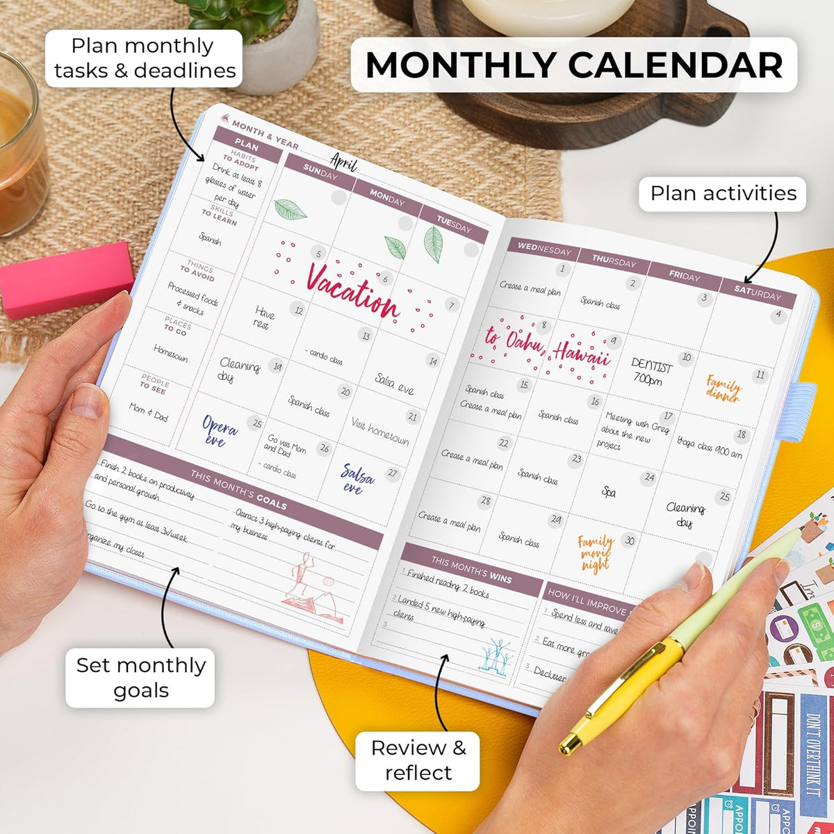 Clever Fox Planner 2nd Edition – Colorful Weekly & Monthly Goal Planner, Time Management & Productivity Organizer, Undated, A5 (Periwinkle)