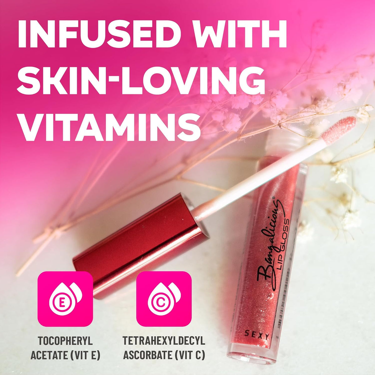 Red Lip Gloss for Women – Long Lasting, Non-Sticky Gloss with Vitamin E – High Shine Finish, Clean Formula – Red Lipgloss, 1 Pack