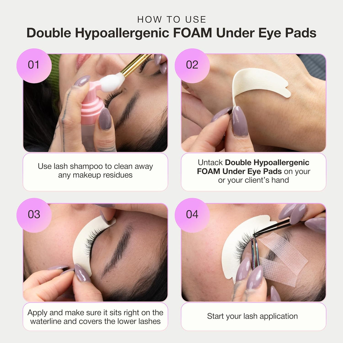 Curacoro Double Foam Eye Pads For Lash Extension, Hypoallergenic Eye Pads Lash Extension Supplies for Oily Skin & Sensitive Eyes, Soft Sticky Pads for Lash Perm Lamination, Lash Remover (46 Pads)