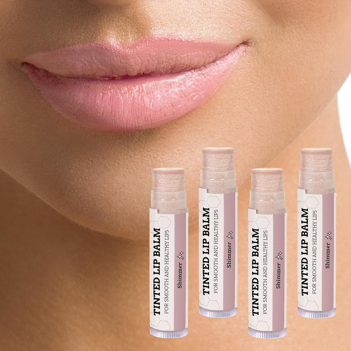 Earth's Daughter Tinted Lip Balm Shimmer 4 Pack, Beeswax, Coconut Oil, Cocoa Butter, Vitamin E, Moisturize and Beautify, Paraben Free