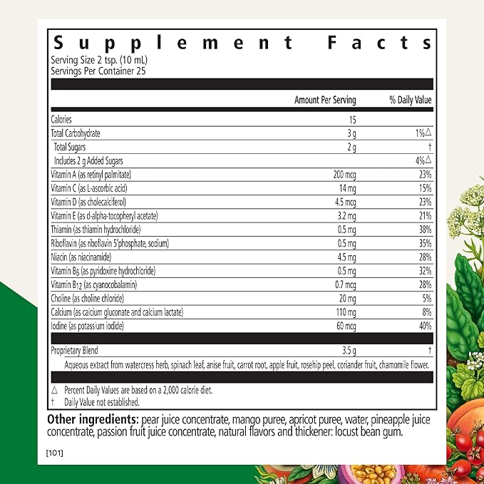 Floradix Kinder Love Children's Multivitamin - Liquid Multivitamin for Kids with Vitamins A, C, D & E, Calcium & More - Vegetarian, Non-GMO, Gluten-Free - 8.5 fl oz