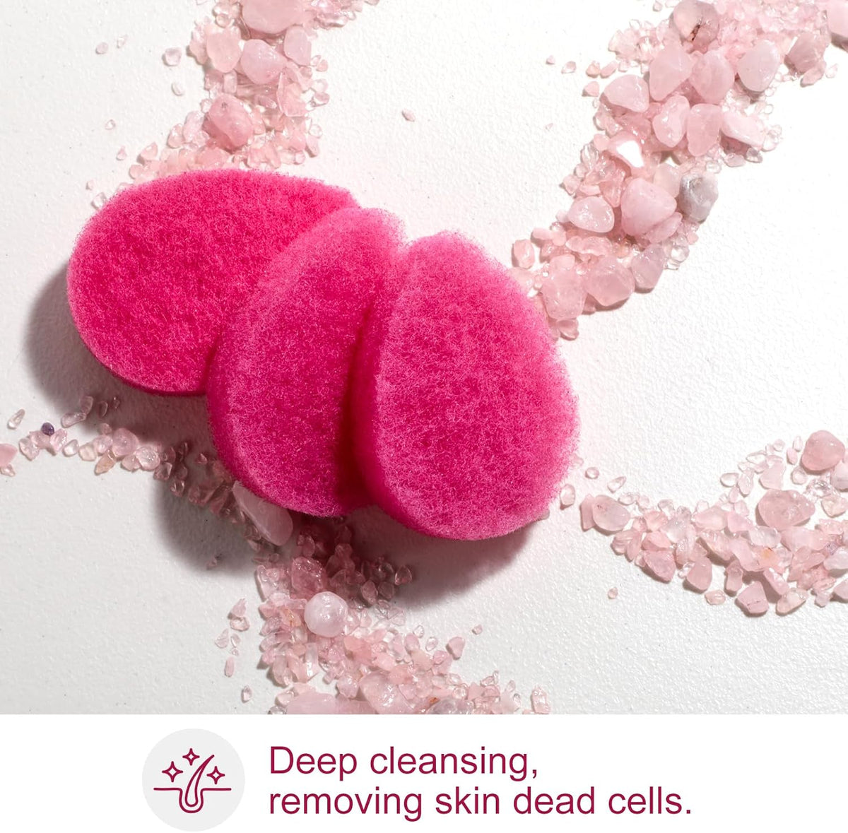 Face Scrubber BS-MALL – Exfoliating Facial Sponge for Deep Cleansing, Removes Blackheads, Remove Makeup, Perfect for Skin Care Routine 12 Pcs (Hot Pink-Soft Texture)