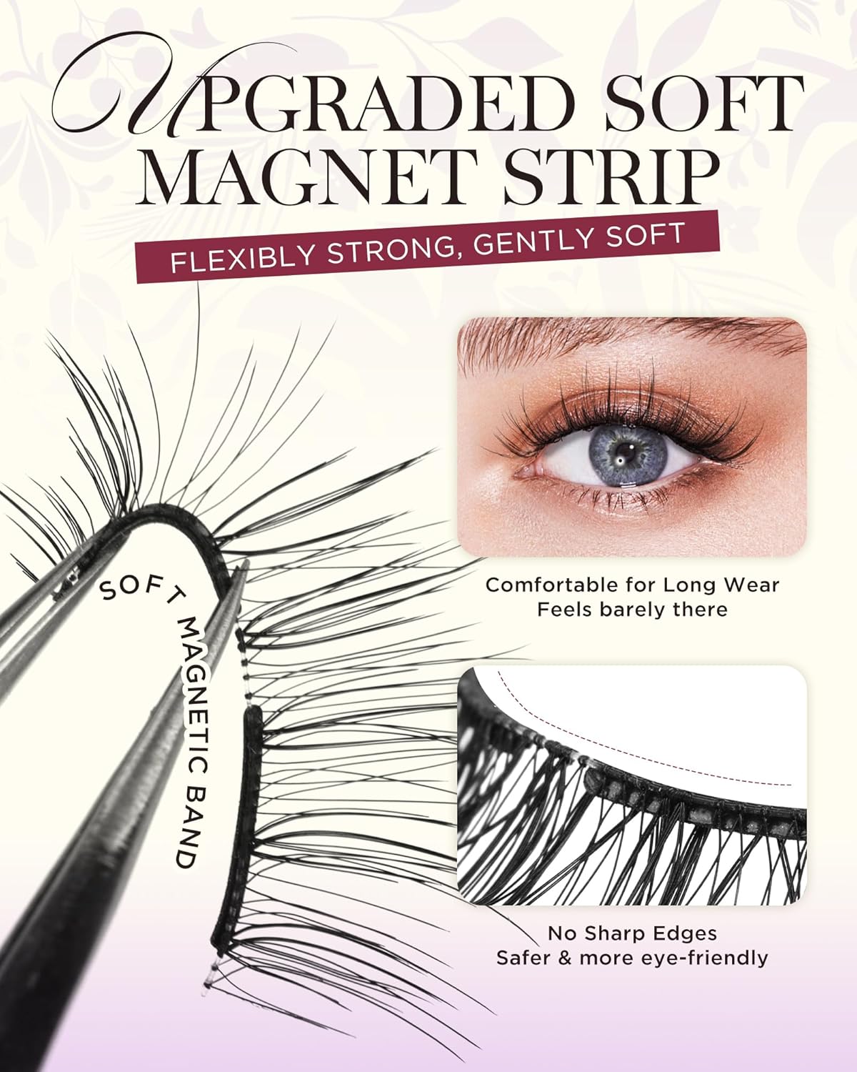 BEYELIAN Magnetic Eyelashes with Applicator, Soft Magnetic Lashes Natural Look Comfortable & Secure Fit Easy to Apply Reusable (1 Pairs, CS03)