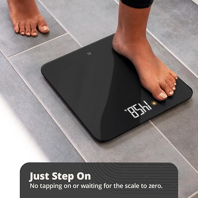 Greater Goods Digital AccuCheck Bathroom Scale for Body Weight, Capacity up to 400 lbs, Batteries Included, Black