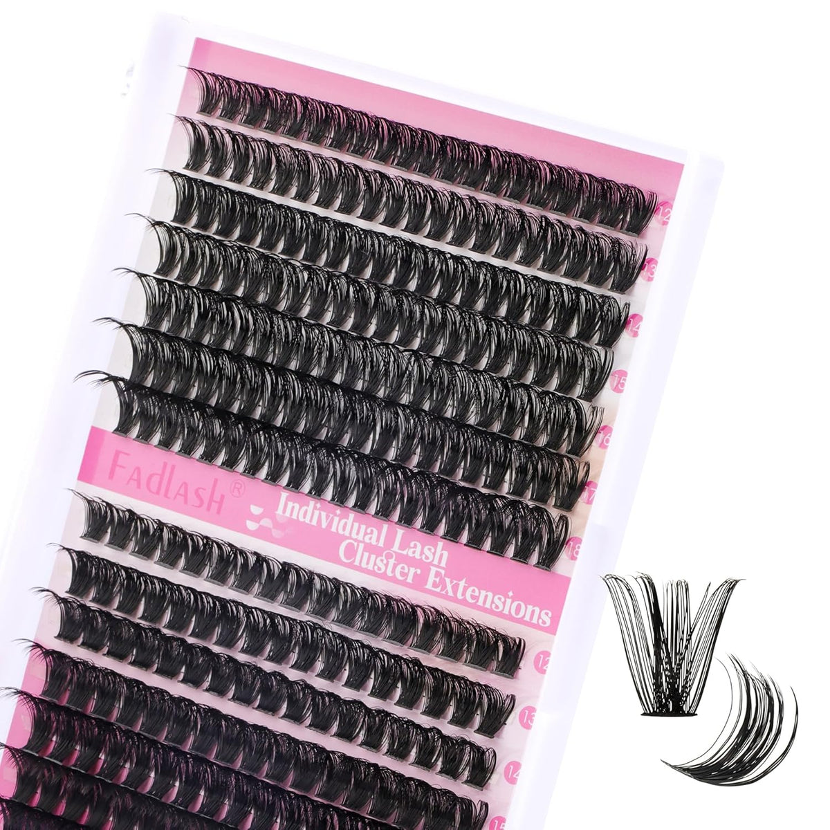 FADLASH Cluster Lashes D Curl Wispy Individual Lashes DIY Eyelash Extension Natural Look Reusable Fluffy Cluster Eyelash Extensions Self Application at Home (60D+80D-0.07D-12-18MIX)