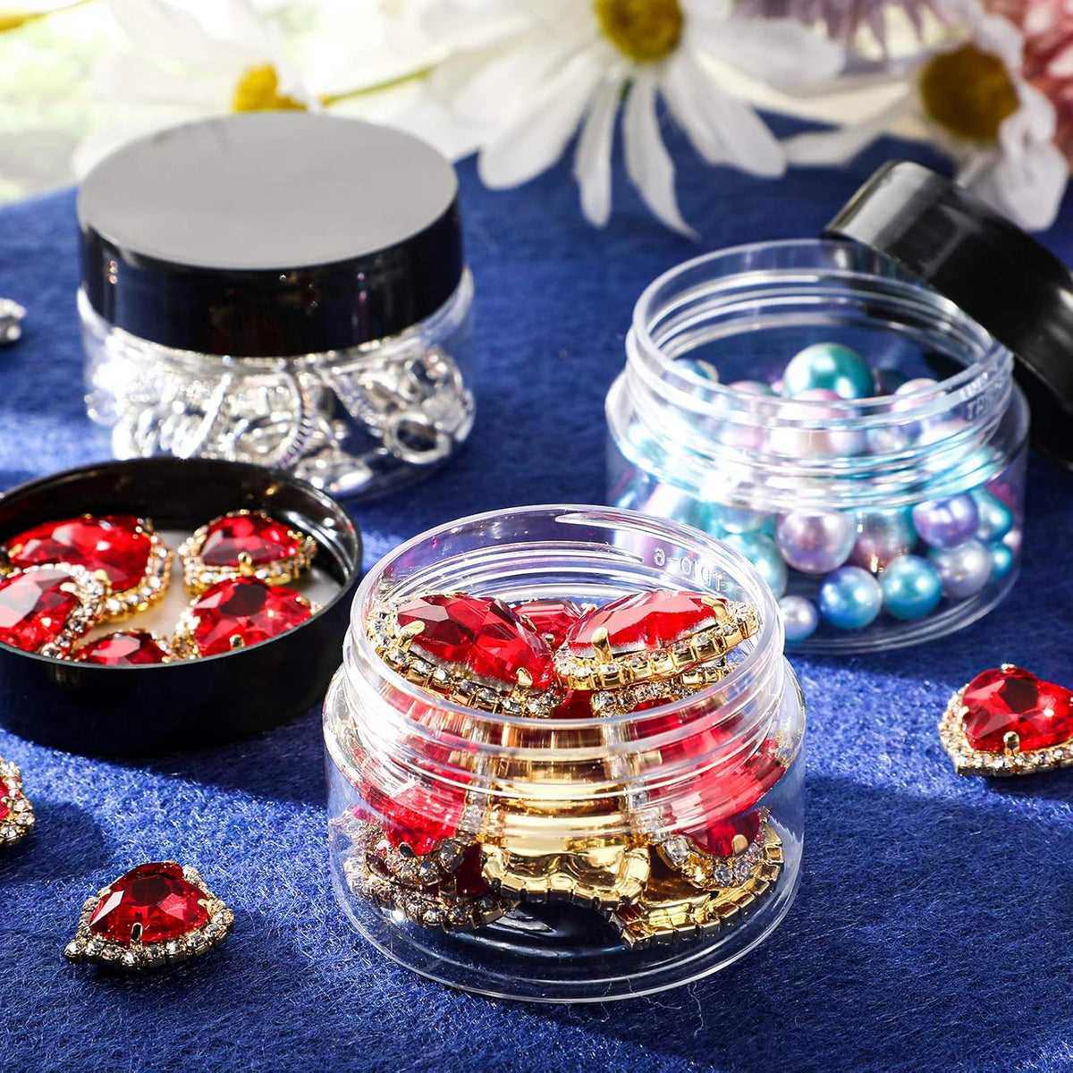 200 Pcs 2 oz Black Plastic Container Cosmetic Jars with Lid Round Plastic Jars Small Travel Containers for Storage Makeup Creams Lotion Ointments