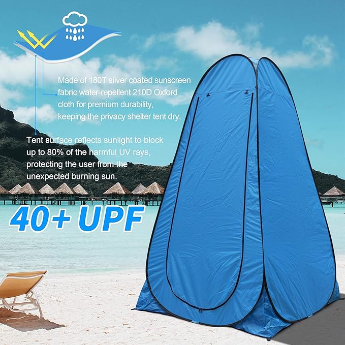 Anngrowy Pop Up Privacy Shower Tent - Portable Outdoor Camping Bathroom Toilet Changing Dressing Room - UPF40+ Waterproof