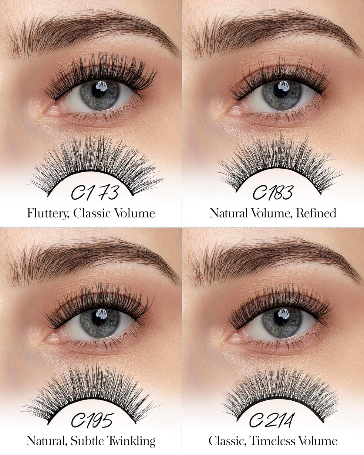BEYELIAN False Eyelashes Natural Look 20 Pairs Strip Lashes, Wispy Lash Pack Soft 3D Volume Faux Mink Lashes