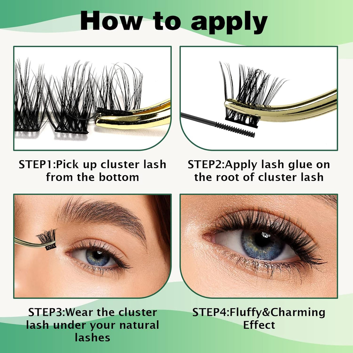 Lash Clusters 96pcs Individual Lashes Y08 D Curl 16mm Cluster Lashes KEYYOU Volume Wispy Lash Extension Soft&Comfortable Easy DIY at Home(Y08 D-16mm)