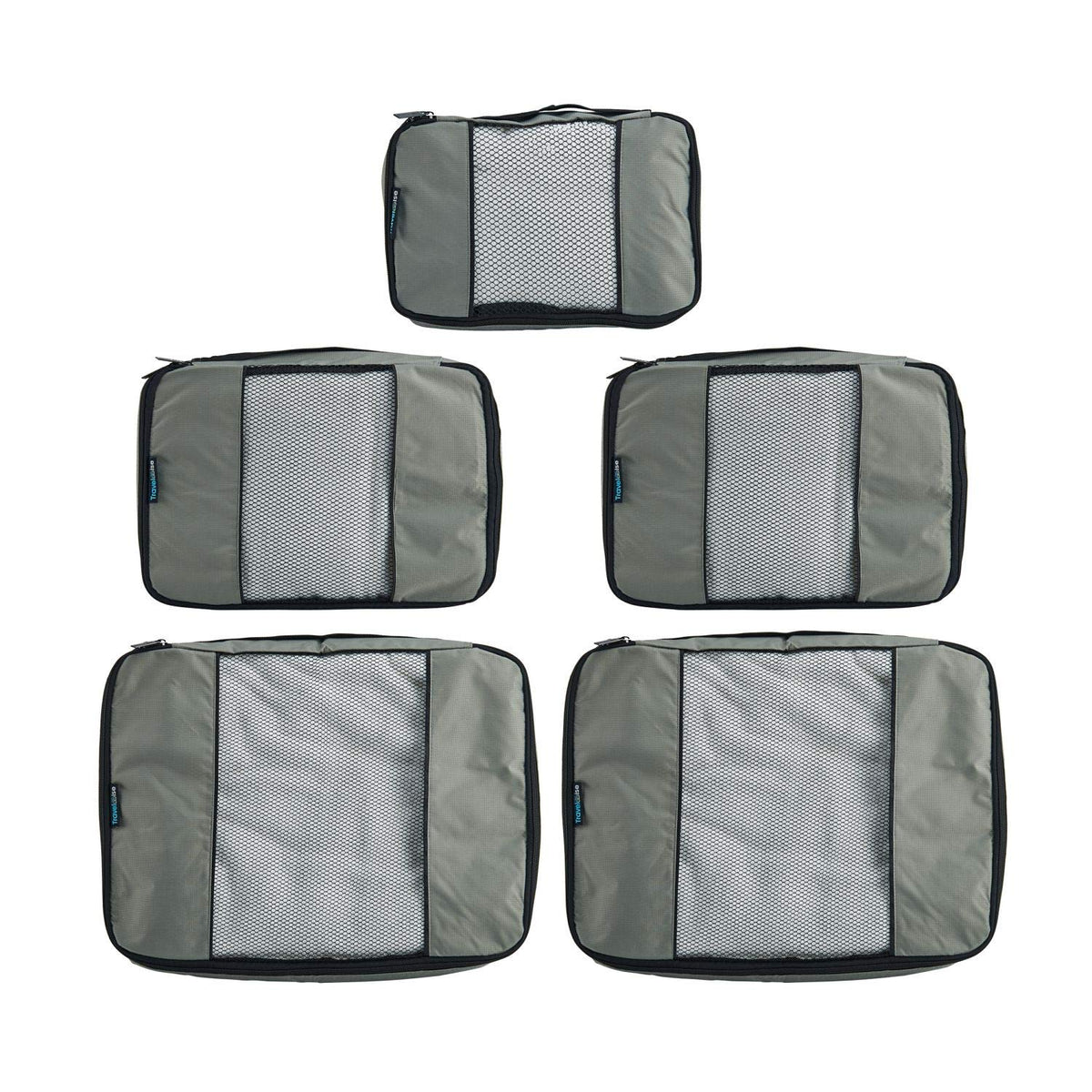 TravelWise Packing Cube System - Durable 5 Piece Weekender Plus Set (Silver)