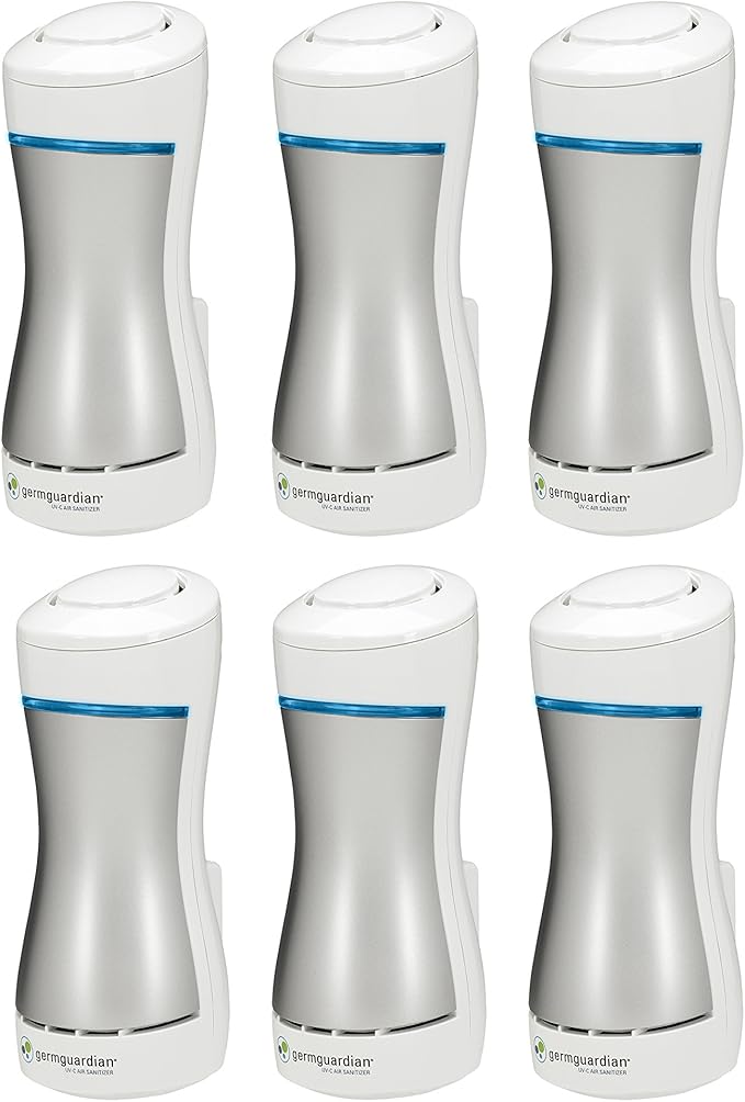 GermGuardian GG1000 Pluggable UV-C Sanitizer and Deodorizer, Kills Germs, Freshens Air and Reduces Odors from Pets, Smoke, Mold, Cooking and Laundry, 6-Pack