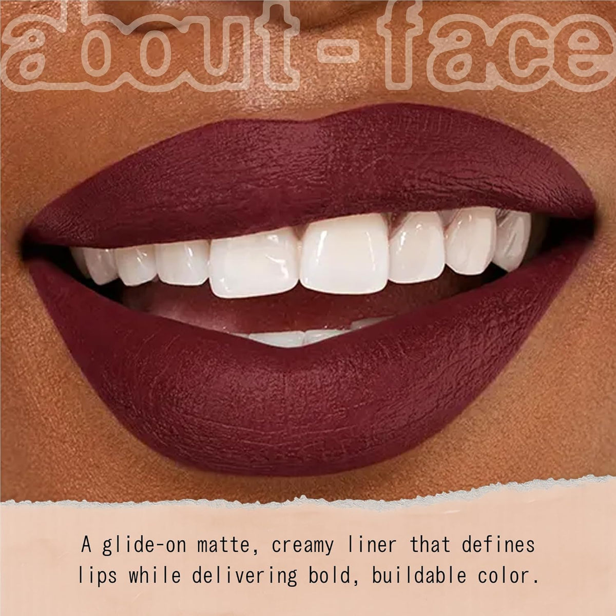 about-face Matte Fix Lip Pencil Lockdown – Long-Wear, Creamy Matte Lip Liner with Hyaluronic Acid & Vitamins C & E – Vegan, Cruelty-Free, Clean Beauty – 0.042 oz (Brick)