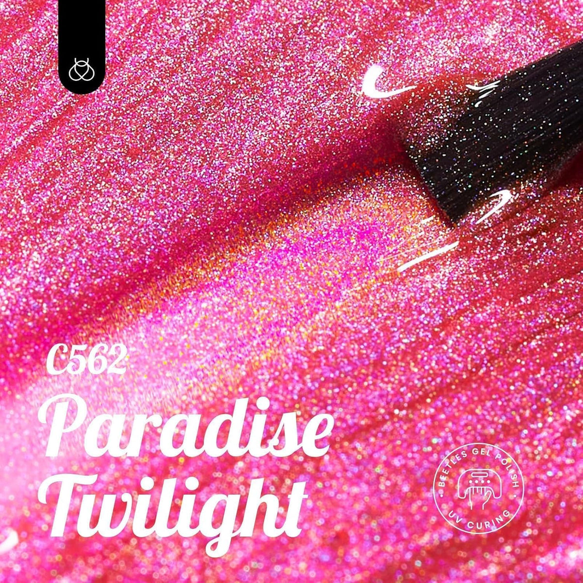 Beetles Pink Glitter Gel Polish – Paradise Twilight Gel Nail Polish, Reflective Glitter Shimmer Pink Flash Dimond Mermaid Unicorn Effect Soak Off UV LED 15ml