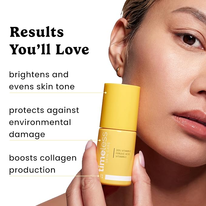 Timeless Skin Care Vitamin C Serum with Vitamin E & Ferulic Acid - Serum - for Oily & Dry Skin - Fragrance-Free - 1 Fl oz (Pack of 2)