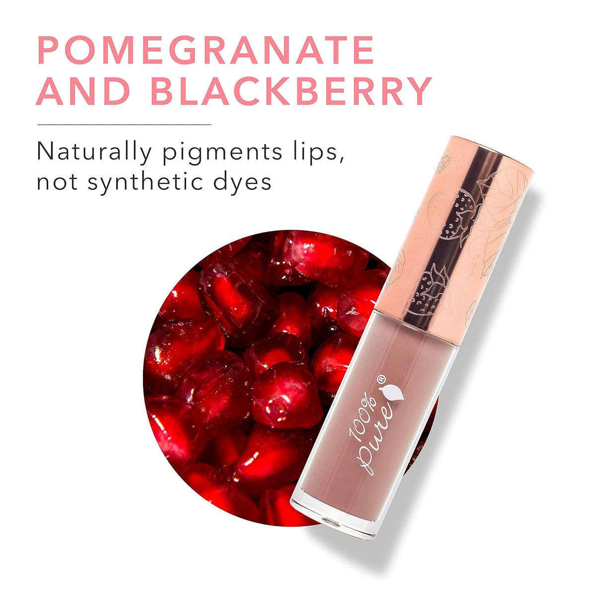 100% PURE Lip Gloss (Fruit Pigmented), Pink Caramel, High Shine, Moisturizing, Natural Lip Gloss, Sheer Finish, Tinted Lip Gloss w/Cocoa Butter, Vitamin E (Nude Rosy Brown Color) - 0.14 Fl Oz