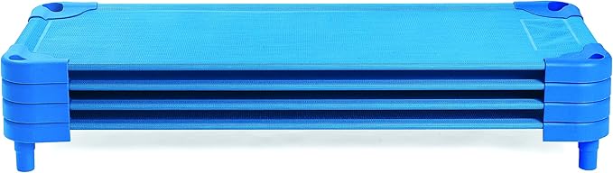 Children’s Factory Value Line Nap Cots - Unassembled, Kids Daycare and Preschool Sleeping Cot, Standard Size, Set of 4, Blue